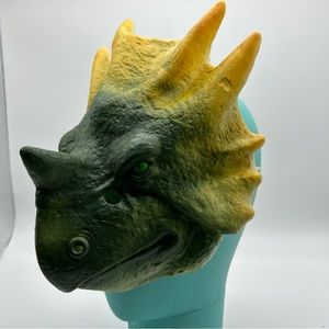 Vtg Green Jurassic Dinosaur Halloween Mask Rare Prehistoric Costume Cosplay